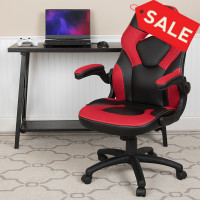 Flash Furniture CH-00095-RED-GG X10 Gaming Chair Racing Office Ergonomic Computer PC Adjustable Swivel Chair with Flip-up Arms, Red/Black LeatherSoft